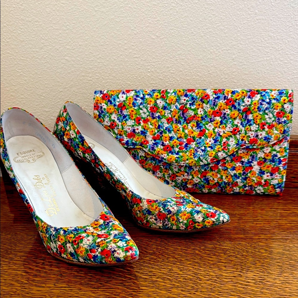 Vintage Floral Heels & Matching Clutch Set
Lennox Bag DeLiso Debs shoes.